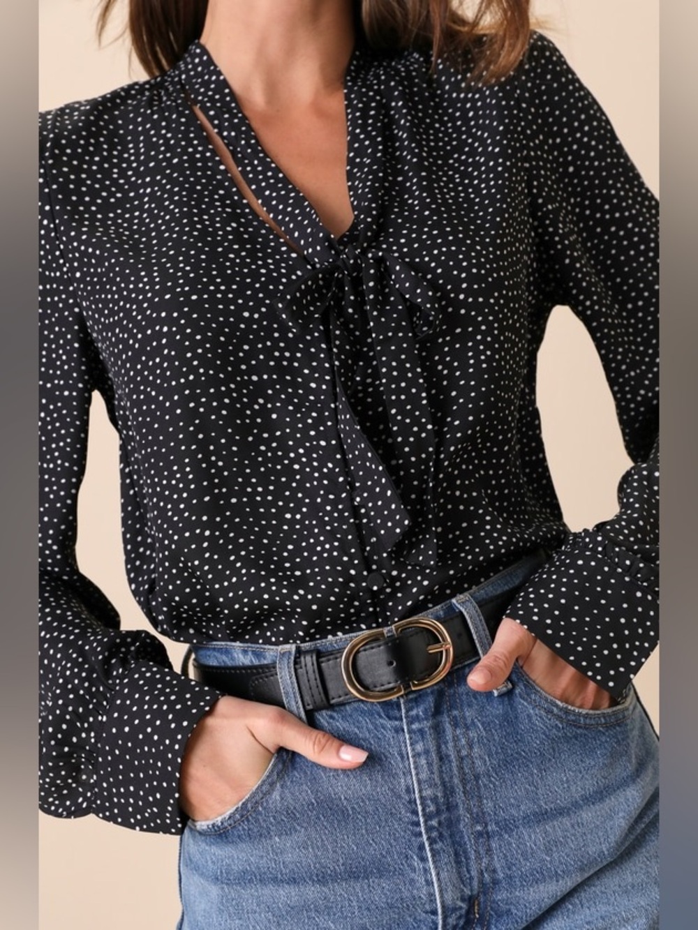 Lulus Polkadot Dress Shirt